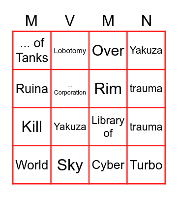 БИНГО ИГР ЛЕХИ Bingo Card