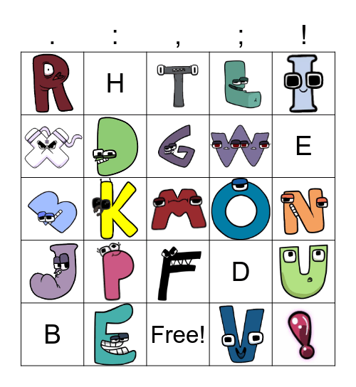 Alphabet lore Bingo Card