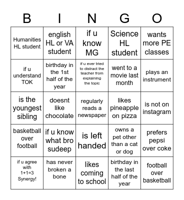 JIB BINGO Card