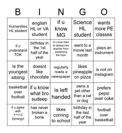 JIB BINGO Card