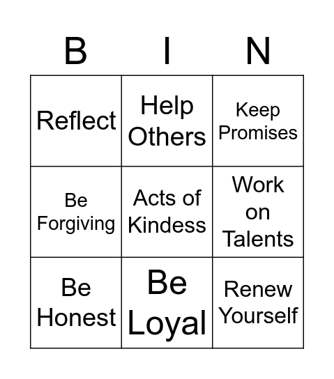 Building your PBA Bingo Card