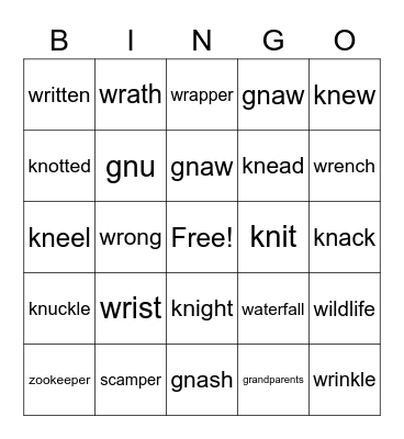 list 12 Bingo Card