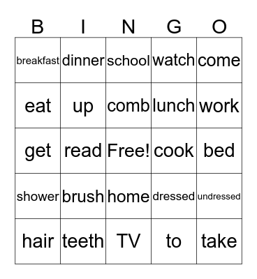 Everyday Activities Bingo Card