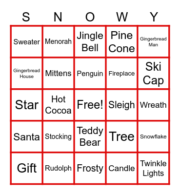 Winter Bingo Card