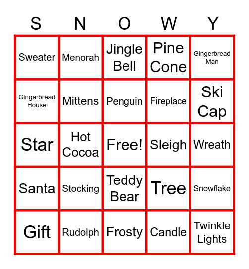 Winter Bingo Card