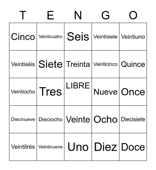 ¡Lo tengo! - #0-31 Bingo Card