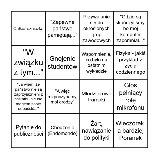 Biofizyka Bingo Card