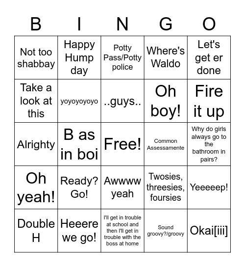 Stevens Bingo Card