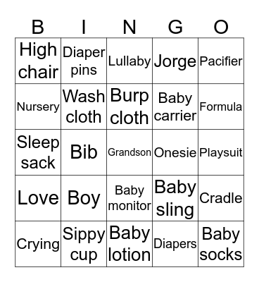 BABY PATRIOT Bingo Card