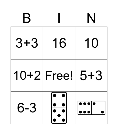 Math Facts Bingo Card