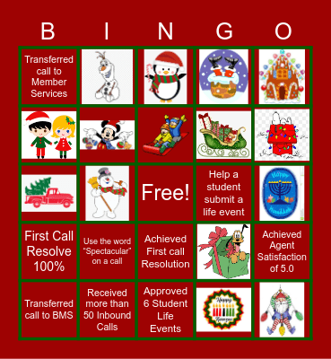 Holiday Bingo Card