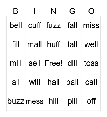 Bonus Letter Bingo Card