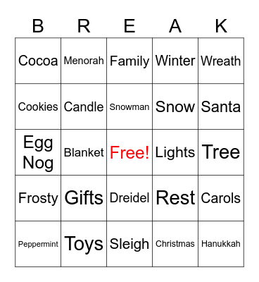 Winter Bingo Card