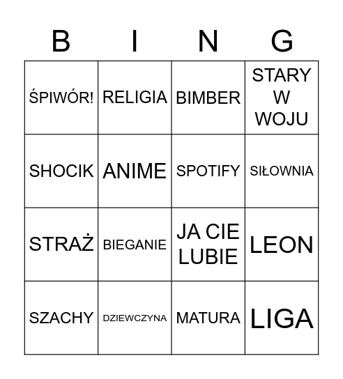 WITEK Bingo Card