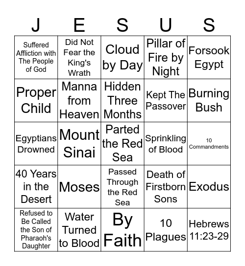 Moses Bingo Card