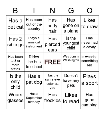 Find someone who.. Bingo Card
