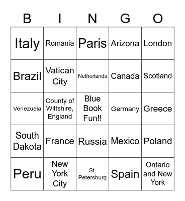 Famous Landmark Bingo Card