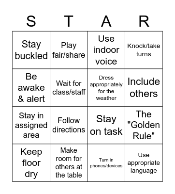 PBIS Bingo Card