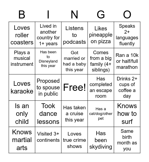 Winter Staff Recognition Event Bingo Card