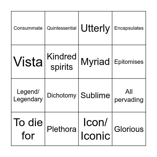 Henry Cole Bingo Card