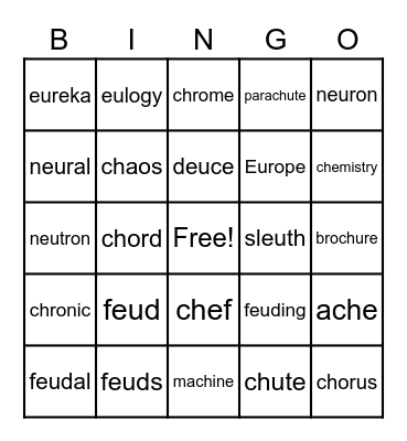 advanced sounds Bingo Card