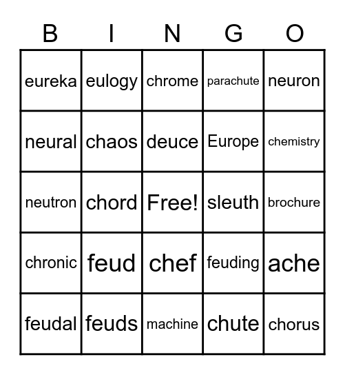 advanced sounds Bingo Card