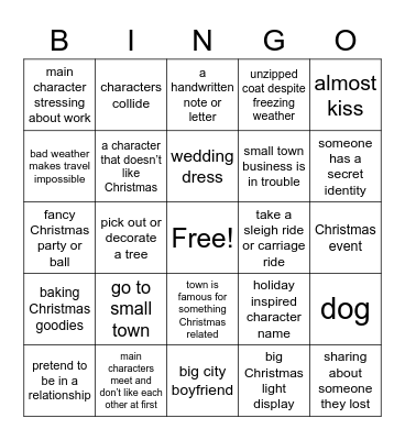 Christmas Movie Bingo Card