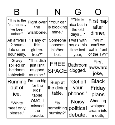 Thanksgiving Bingo Card