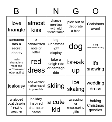 Christmas Movie Bingo Card