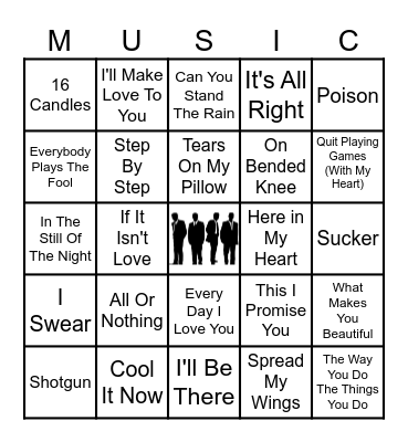 BOY BANDS Bingo Card