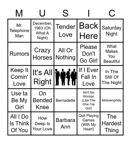 BOY BANDS Bingo Card