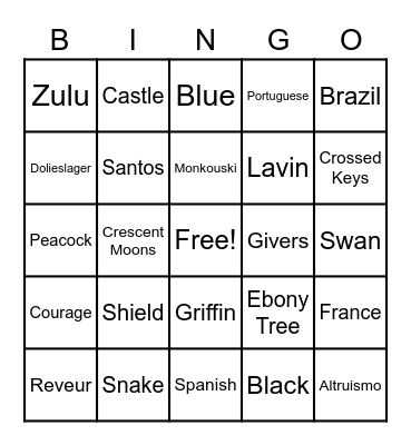 House Night BINGO Card