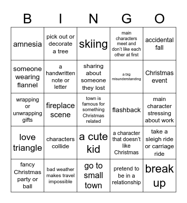 Christmas Movie Bingo Card