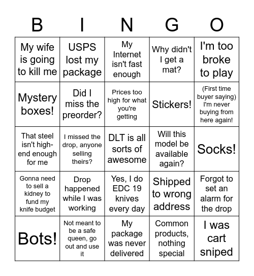 DLT Insiders Christmas Bingo Card