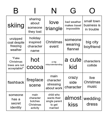 Christmas Movie Bingo Card