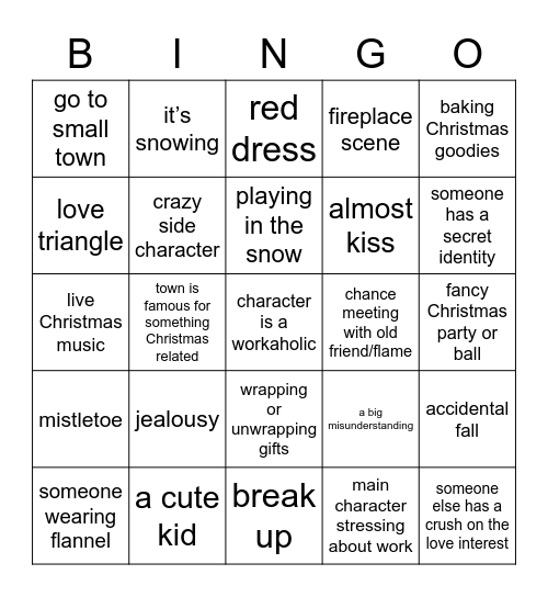 Christmas Movie Bingo Card