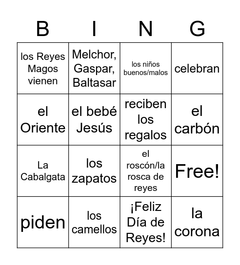 Los Reyes magos Bingo Card