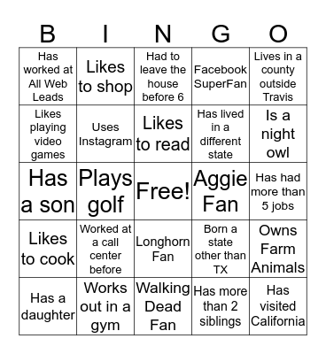 HIL Blackout Bingo Card