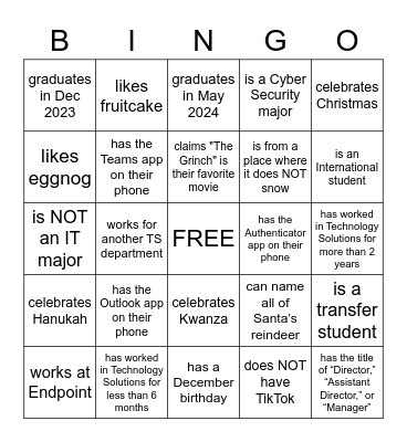 Get-to-Know your Co-Workers! Find Someone who... Bingo Card