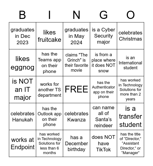 Get-to-Know your Co-Workers! Find Someone who... Bingo Card