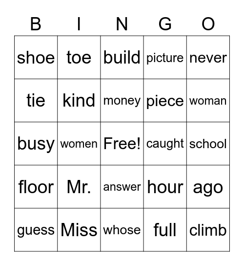 BINGO #2 3rd Grade Bingo Card