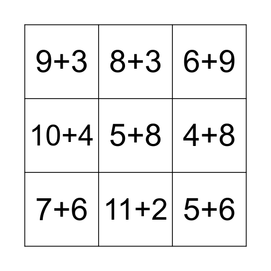 Reken Bingo -Kaart 1- Bingo Card