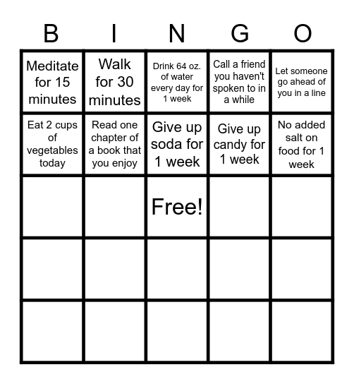 WELLNESS BINGO Card