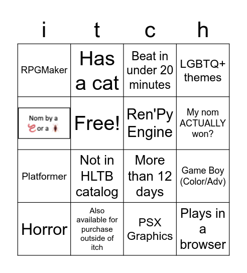 itchmas 2022 Bingo Card