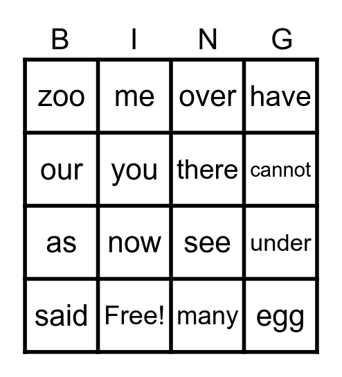 Tricky Word BINGO Q2 Bingo Card