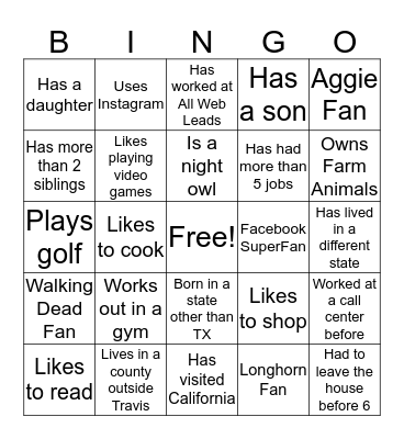 HIL Blackout Bingo Card