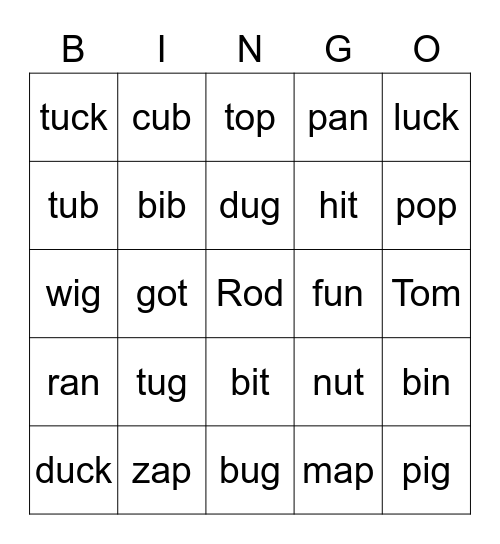 List 11 Bingo Card