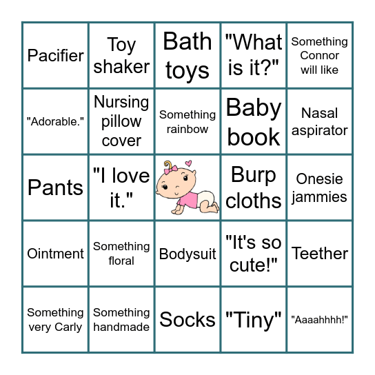 Carly's Baby Shower Bingo Card