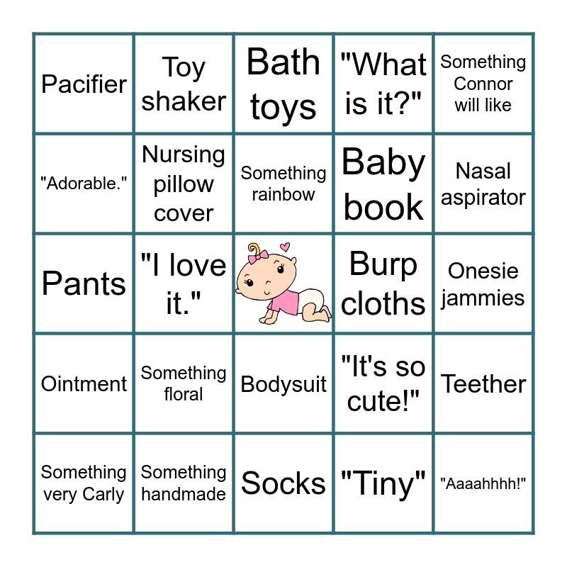 Carly S Baby Shower Bingo Card