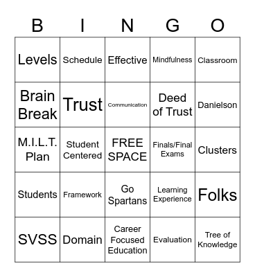 Faculty Meeting Bingo Card